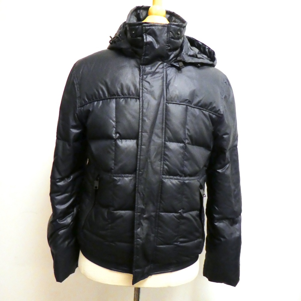 ANDREW MARC BLACK HOODED down PUFFER JACKET classic S